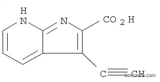 Molecular Structure of 1204475-96-6 (1H-Pyrrolo[2,3-b]pyridine-2-carboxylic acid, 3-ethynyl-)